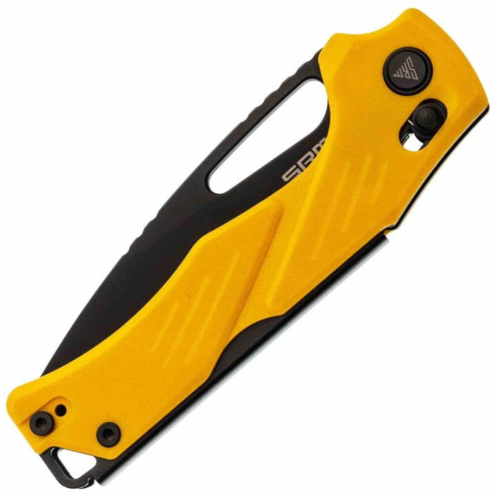 Couteau SRM Mirage Yellow 239X-GY Lame Acier Sandvik 14C28N Manche G10 Ambi-Lock KIVT SRM239XGY - Livraison Gratuite