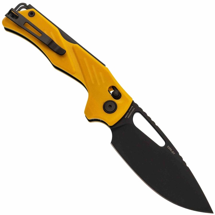 Couteau SRM Mirage Yellow 239X-GY Lame Acier Sandvik 14C28N Manche G10 Ambi-Lock KIVT SRM239XGY - Livraison Gratuite