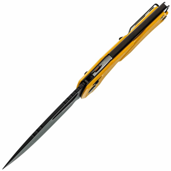 Couteau SRM Mirage Yellow 239X-GY Lame Acier Sandvik 14C28N Manche G10 Ambi-Lock KIVT SRM239XGY - Livraison Gratuite