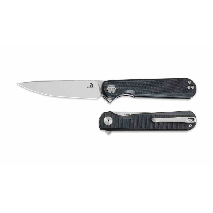 Couteau BESTECHMAN Flick Black Lame Drop Point SW Acier D2 Manche G10 Liner Lock KIVT Clip BTKMK13A - Livraison Gratuite