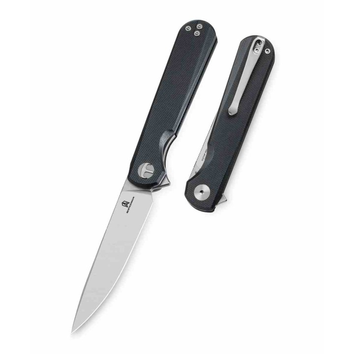 Couteau BESTECHMAN Flick Black Lame Drop Point SW Acier D2 Manche G10 Liner Lock KIVT Clip BTKMK13A - Livraison Gratuite