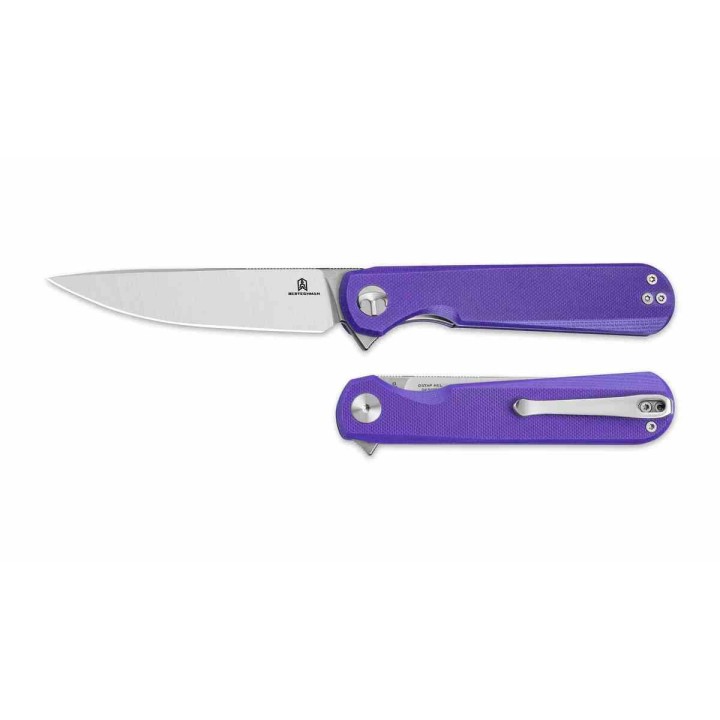 Couteau BESTECHMAN Flick Purple Lame Drop Point SW Acier D2 Manche G10 Liner Lock KIVT Clip BTKMK13B - Livraison Gratuite