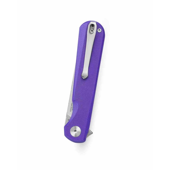 Couteau BESTECHMAN Flick Purple Lame Drop Point SW Acier D2 Manche G10 Liner Lock KIVT Clip BTKMK13B - Livraison Gratuite