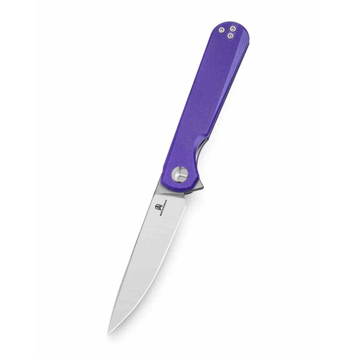 Couteau BESTECHMAN Flick Purple Lame Drop Point SW Acier D2 Manche G10 Liner Lock KIVT Clip BTKMK13B - Livraison Gratuite