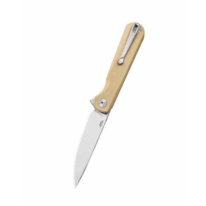 Couteau BESTECHMAN Flick Khaki Lame Drop Point SW Acier D2 Manche G10 Liner Lock KIVT Clip BTKMK13C - Livraison Gratuite