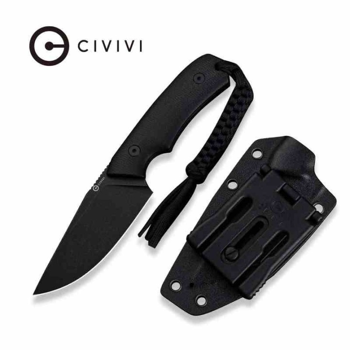 Couteau Bushcraft Survie Civivi Gander Black Lame Acier 14C28N Manche Micarta Étui Kydex CIVC24058B2 - Livraison Gratuite