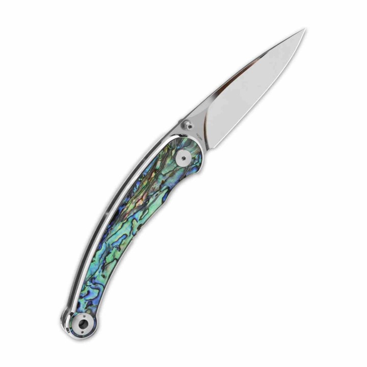 Couteau QSP Dolphin Abalone Lame Acier 14C28N Miroir Manche Abalone Liner Lock KIVT QS161D - Livraison Gratuite