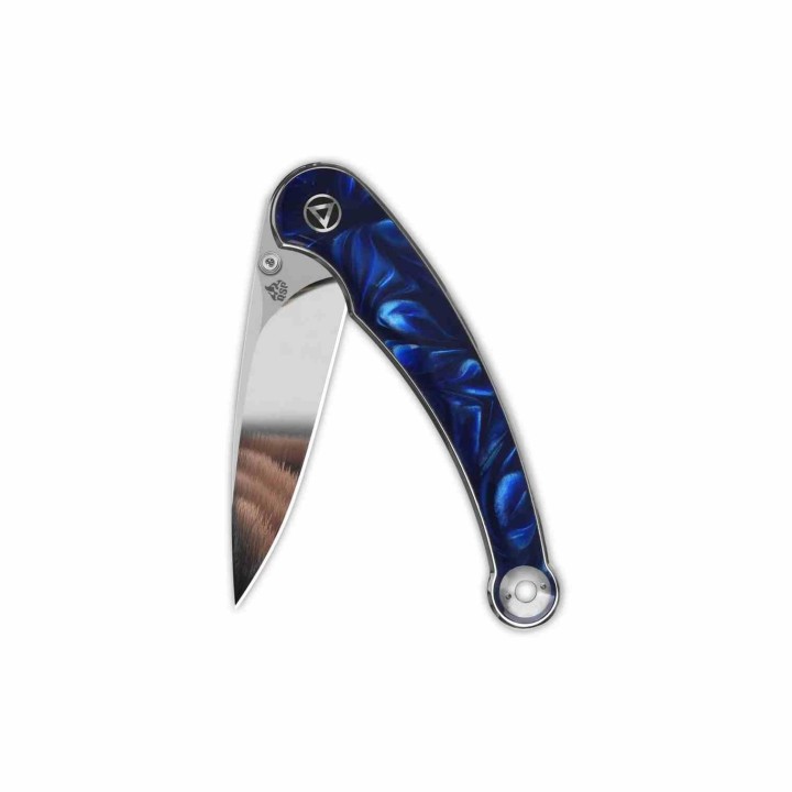 Couteau QSP Dolphin Blue Lame Acier 14C28N Miroir Manche Resin Liner Lock KIVT QS161E - Livraison Gratuite