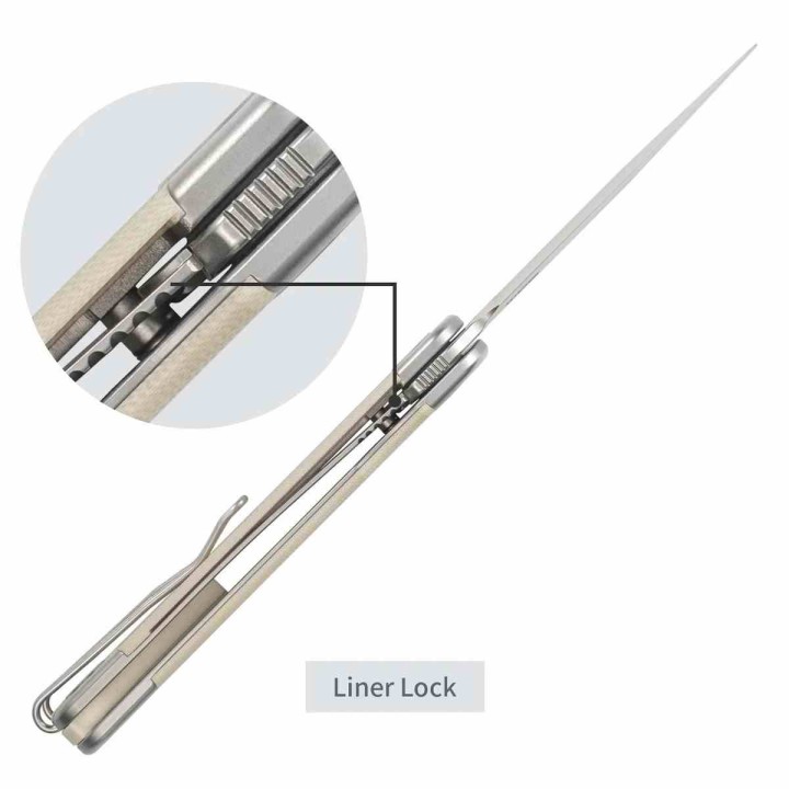 Couteau SRM Enso Tan Lame Acier Sandvik 14C28N Manche G10 Linerlock KIVT SRM131MGT - Livraison Gratuite