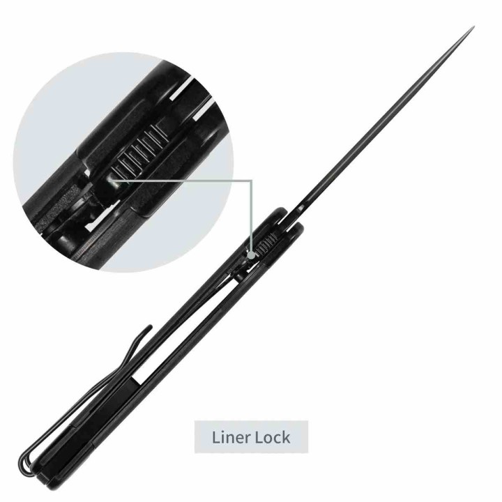 Couteau SRM Enso Black Lame Acier Sandvik 14C28N Manche G10 Linerlock KIVT SRM131MGB  - Livraison Gratuite