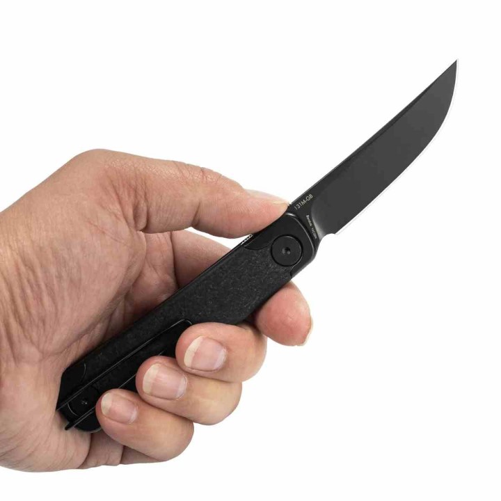 Couteau SRM Enso Black Lame Acier Sandvik 14C28N Manche G10 Linerlock KIVT SRM131MGB  - Livraison Gratuite