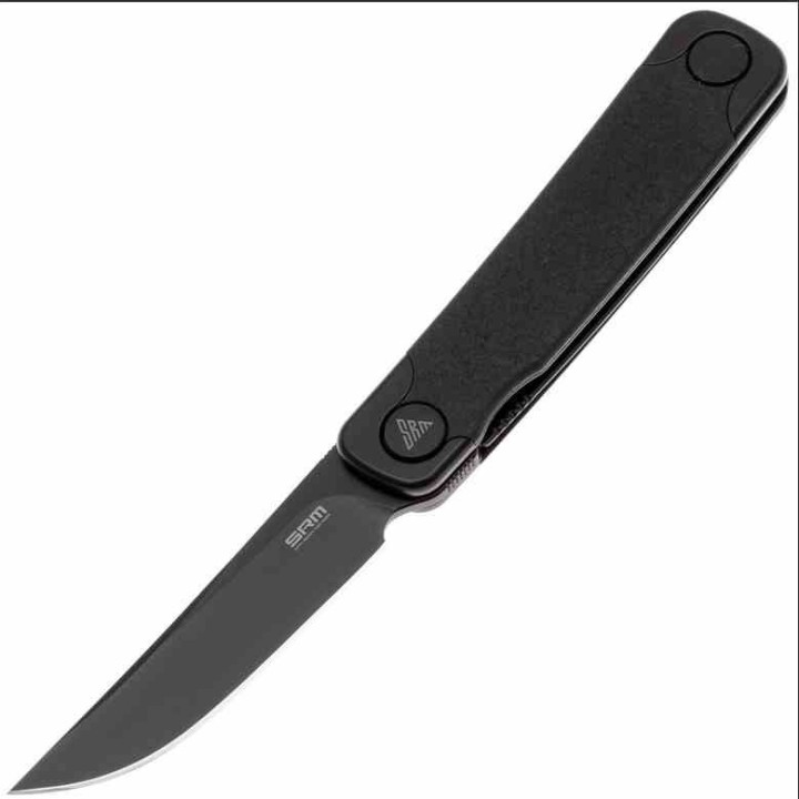 Couteau SRM Enso Black Lame Acier Sandvik 14C28N Manche G10 Linerlock KIVT SRM131MGB  - Livraison Gratuite