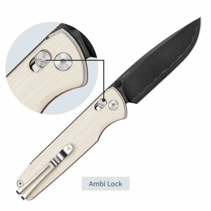 Couteau SRM Terrier White Lame Laminated 140Cr Manche G10 Ambi-Lock Clip SRM258LGX2 - Livraison Gratuite
