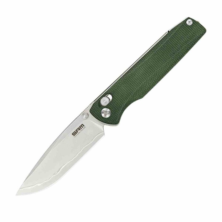 Couteau SRM Terrier Green Lame Laminated 140Cr Manche Micarta Ambi-Lock Clip SRM258LMG2 - Livraison Gratuite