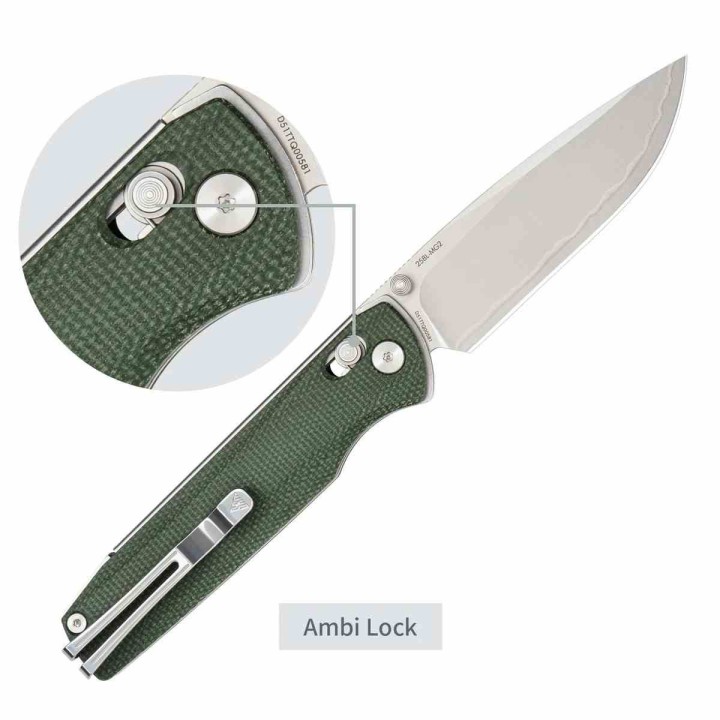 Couteau SRM Terrier Green Lame Laminated 140Cr Manche Micarta Ambi-Lock Clip SRM258LMG2 - Livraison Gratuite