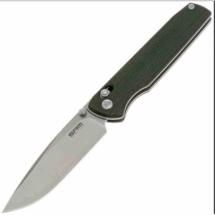 Couteau SRM Terrier Green Lame Laminated 140Cr Manche Micarta Ambi-Lock Clip SRM258LMG2 - Livraison Gratuite
