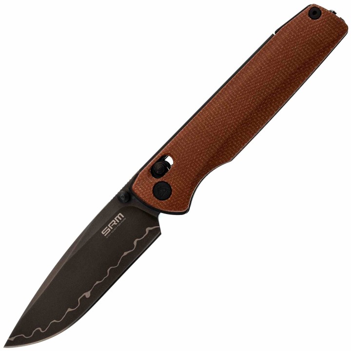 Couteau SRM Terrier Brown Lame Laminated 140Cr Manche Micarta Ambi-Lock Clip SRM258LMN2 - Livraison Gratuite