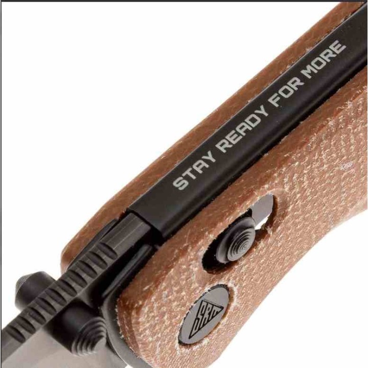 Couteau SRM Terrier Brown Lame Laminated 140Cr Manche Micarta Ambi-Lock Clip SRM258LMN2 - Livraison Gratuite