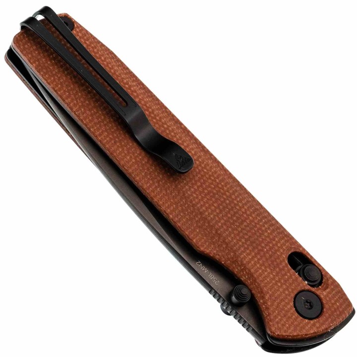 Couteau SRM Terrier Brown Lame Laminated 140Cr Manche Micarta Ambi-Lock Clip SRM258LMN2 - Livraison Gratuite
