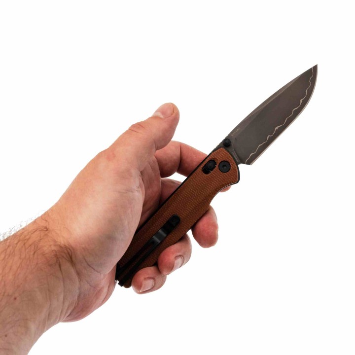 Couteau SRM Terrier Brown Lame Laminated 140Cr Manche Micarta Ambi-Lock Clip SRM258LMN2 - Livraison Gratuite