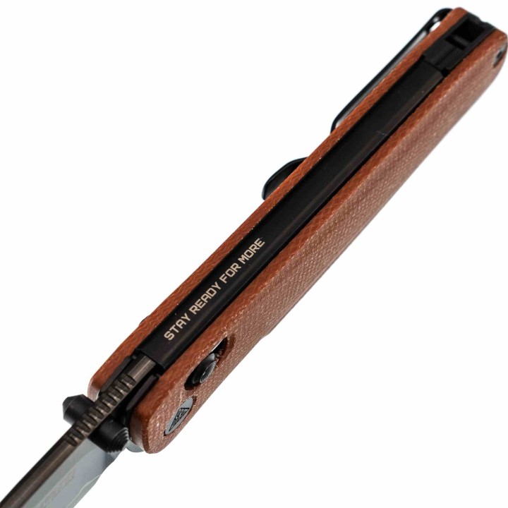 Couteau SRM Terrier Brown Lame Laminated 140Cr Manche Micarta Ambi-Lock Clip SRM258LMN2 - Livraison Gratuite