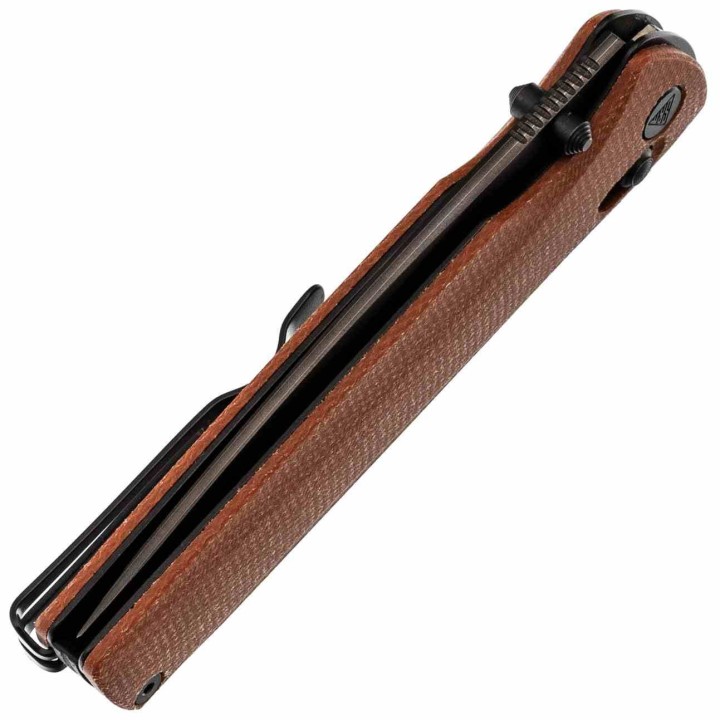 Couteau SRM Terrier Brown Lame Laminated 140Cr Manche Micarta Ambi-Lock Clip SRM258LMN2 - Livraison Gratuite