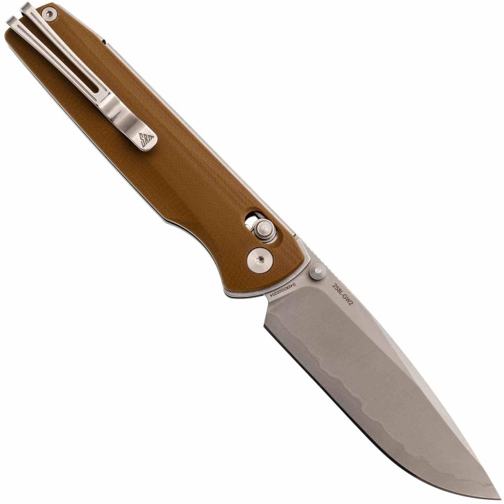 Couteau SRM Terrier Brown Lame Laminated 140Cr Manche G10 Ambi-Lock Clip SRM258LGW2 - Livraison Gratuite