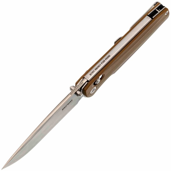 Couteau SRM Terrier Brown Lame Laminated 140Cr Manche G10 Ambi-Lock Clip SRM258LGW2 - Livraison Gratuite