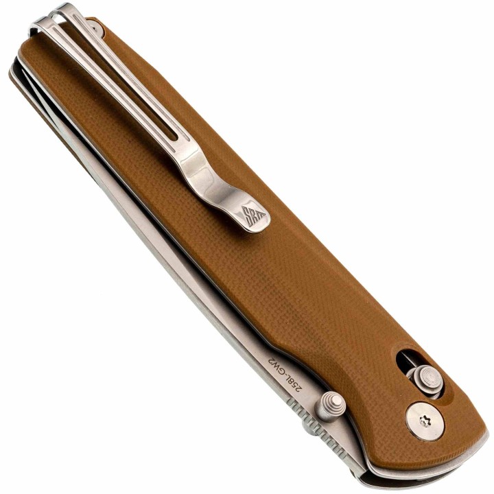 Couteau SRM Terrier Brown Lame Laminated 140Cr Manche G10 Ambi-Lock Clip SRM258LGW2 - Livraison Gratuite