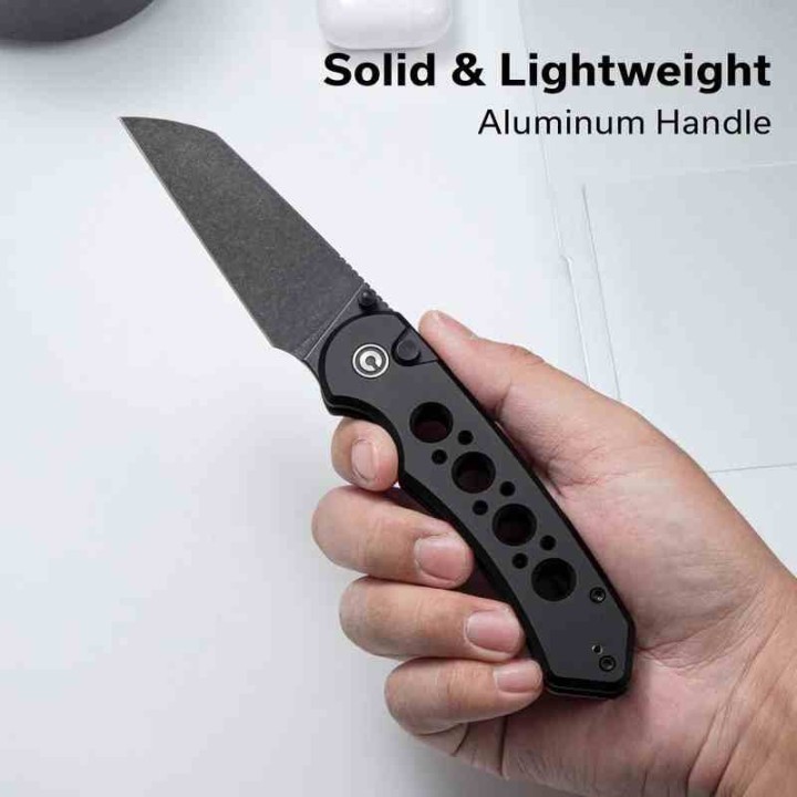Couteau Civivi Pragma Prime Black Button Lock Lame Wharncliffe Acier 14C28N Manche Alu KIVT CIVC240671  - Livraison Gratuite