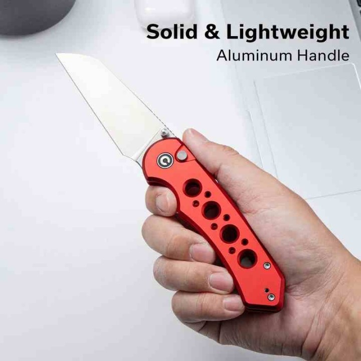Couteau Civivi Pragma Prime Red Button Lock Lame Wharncliffe Acier 14C28N Manche Alu KIVT CIVC240672  - Livraison Gratuite