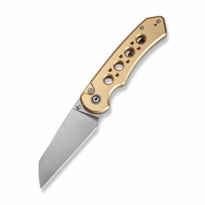 Couteau Civivi Pragma Prime Champagne Button Lock Lame Wharncliffe Acier 14C28N Manche Alu KIVT CIVC240673  - Livraison Gratuite