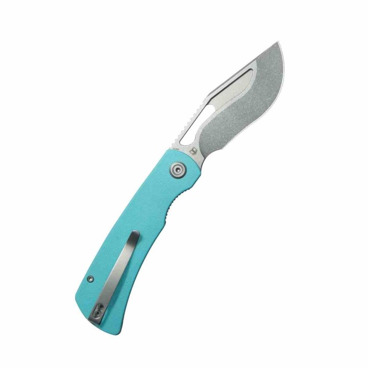 Couteau Kubey Gurkha Blue Lame Kukri Acier 14C28N Manche G-10 Blue KIVT Linerlock KUB397B - Livraison Gratuite