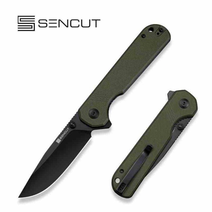 Couteau Pliant Sencut Aetheris OD Green EDC Lame Clip Point 9Cr18MoV Blk Manche G10 Linerlock S240952 - Livraison Gratuite