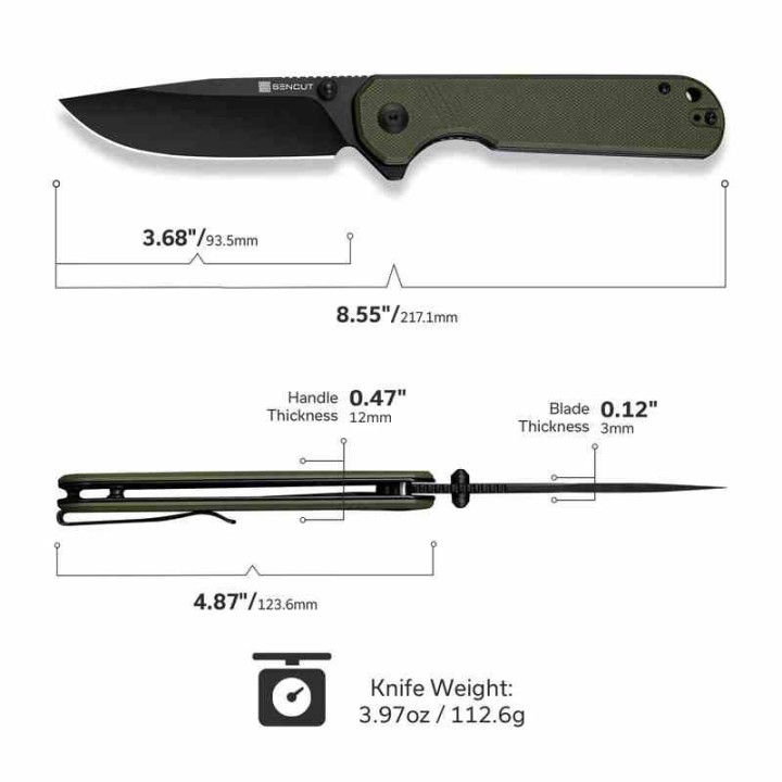 Couteau Pliant Sencut Aetheris OD Green EDC Lame Clip Point 9Cr18MoV Blk Manche G10 Linerlock S240952 - Livraison Gratuite