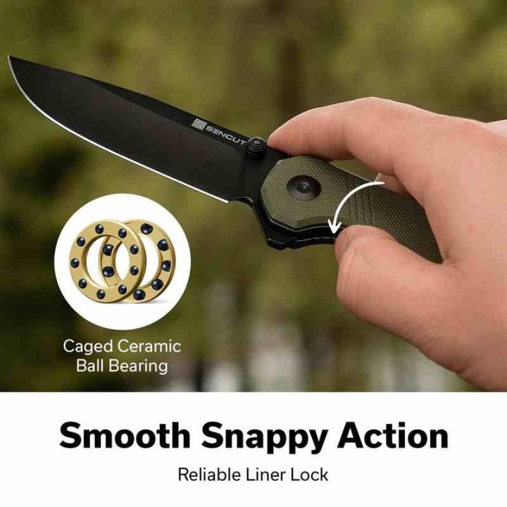 Couteau Pliant Sencut Aetheris OD Green EDC Lame Clip Point 9Cr18MoV Blk Manche G10 Linerlock S240952 - Livraison Gratuite