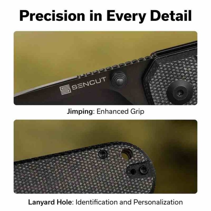 Couteau Sencut Aetheris Black EDC Lame Clip Point 9Cr18MoV Blk Manche Micarta Linerlock Flipper S240953 - Livraison Gratuite