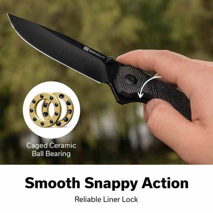 Couteau Sencut Aetheris Black EDC Lame Clip Point 9Cr18MoV Blk Manche Micarta Linerlock Flipper S240953 - Livraison Gratuite