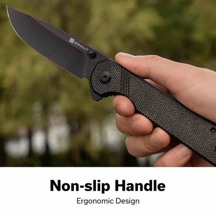 Couteau Sencut Aetheris Black EDC Lame Clip Point 9Cr18MoV Blk Manche Micarta Linerlock Flipper S240953 - Livraison Gratuite