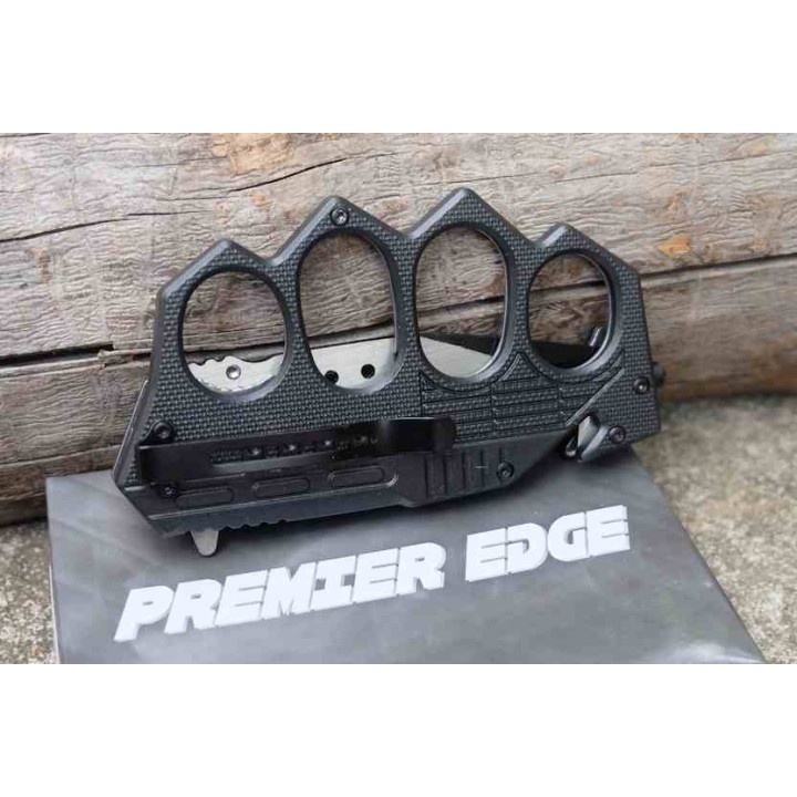 Lot de 3 Couteau de Black Bloc Poing Américain Semi Auto Lame Tanto Manche Brise Vitres Cutter CN300459RD - Livraison Gratuite