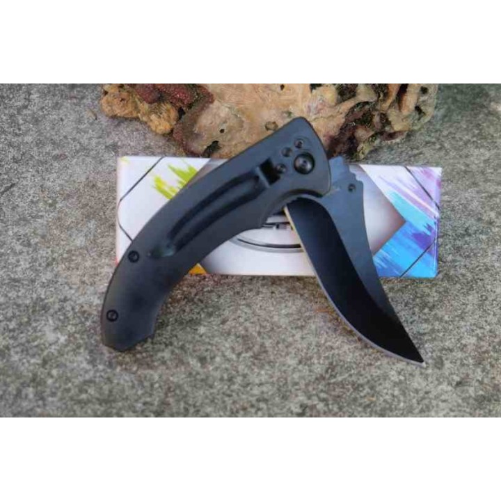 Lot de 3 Couteau Semi AUto Dragon Bleu Lame Recurve Inox Manche ABS Noir Linerlock Clip CN300551BL - Livraison Gratuite