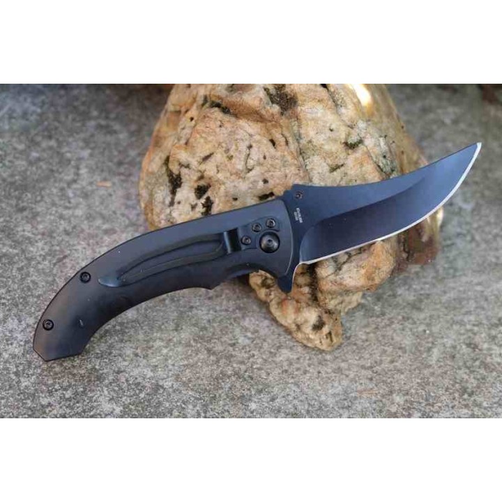 Lot de 3 Couteau Semi AUto Dragon Bleu Lame Recurve Inox Manche ABS Noir Linerlock Clip CN300551BL - Livraison Gratuite