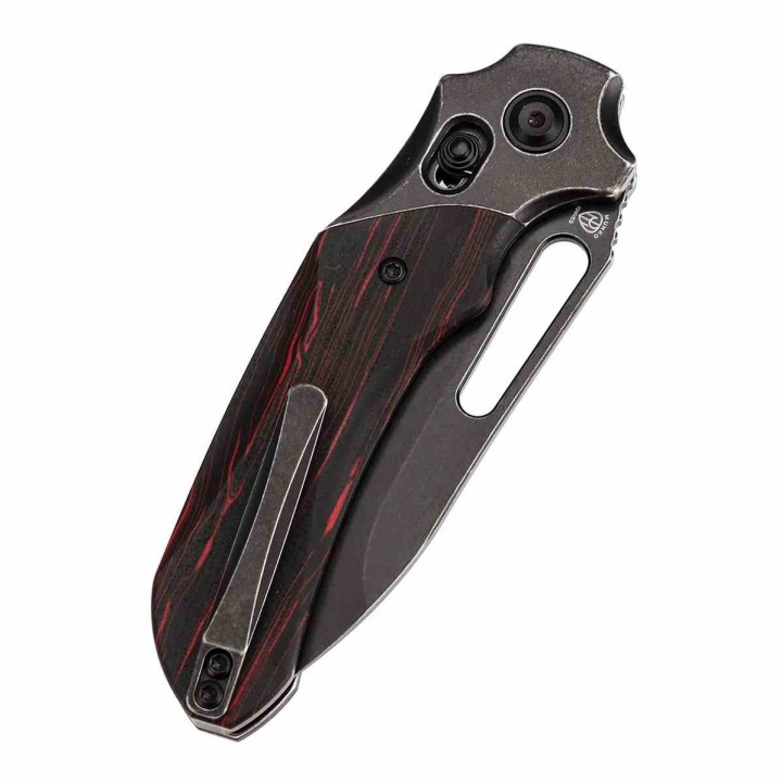Couteau Kansept Quasar Lame Drop Point 154CM Manche G-Mascus Rouge/Noir Cross Bar Lock Clip KT1099V4 - Livraison Gratuite