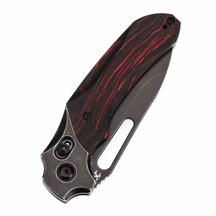Couteau Kansept Quasar Lame Drop Point 154CM Manche G-Mascus Rouge/Noir Cross Bar Lock Clip KT1099V4 - Livraison Gratuite