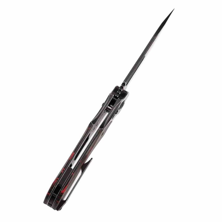 Couteau Kansept Quasar Lame Drop Point 154CM Manche G-Mascus Rouge/Noir Cross Bar Lock Clip KT1099V4 - Livraison Gratuite