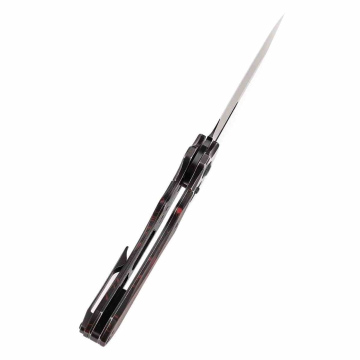 Couteau Kansept Quasar Lame Drop Point 154CM Manche G-Mascus Rouge/Noir Cross Bar Lock Clip KT1099V4 - Livraison Gratuite