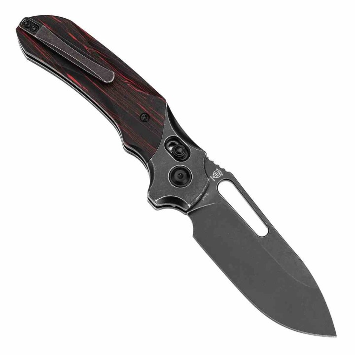 Couteau Kansept Quasar Lame Drop Point 154CM Manche G-Mascus Rouge/Noir Cross Bar Lock Clip KT1099V4 - Livraison Gratuite