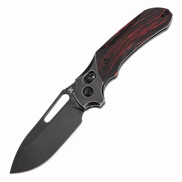 Couteau Kansept Quasar Lame Drop Point 154CM Manche G-Mascus Rouge/Noir Cross Bar Lock Clip KT1099V4 - Livraison Gratuite