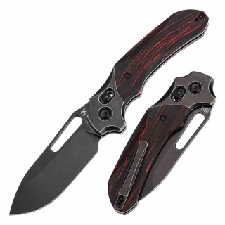 Couteau Kansept Quasar Lame Drop Point 154CM Manche G-Mascus Rouge/Noir Cross Bar Lock Clip KT1099V4 - Livraison Gratuite