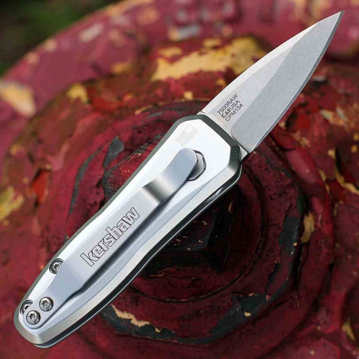 Couteau Automatique Kershaw Launch 4 Lame Spear Point CPM-154 Manche Alu Brut Made USA KS7500RAW - Livraison Gratuite